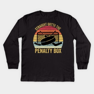 Straight Outta The Penalty Box Funny Ice Hockey Kids Long Sleeve T-Shirt